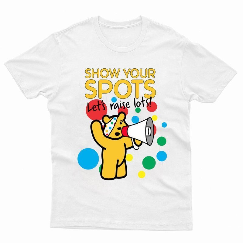 Pudsey Bear Show Your Spots 2024 Kids Tshirt Lets Raise Lots Spotty Day Boys Top - TheMonkeyTees