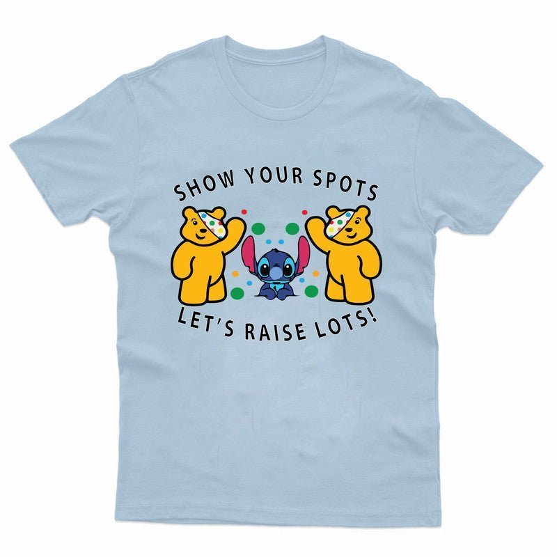 Pudsey Bear Stitch Kids Tshirt Spotty School Day Children In Need Top T Shirt - TheMonkeyTees
