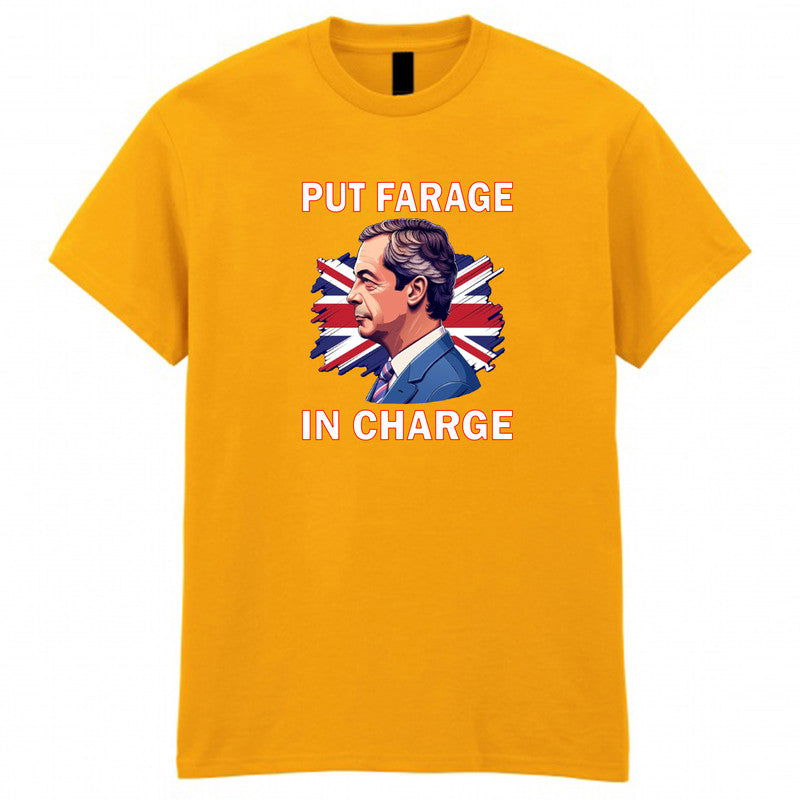 Put Farage in Charge Adult Kids T-shirt Reform UK Nigel Farage - TheMonkeyTees