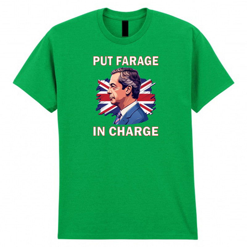 Put Farage in Charge Adult Kids T-shirt Reform UK Nigel Farage - TheMonkeyTees