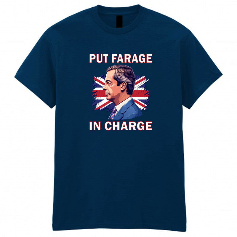 Put Farage in Charge Adult Kids T-shirt Reform UK Nigel Farage - TheMonkeyTees