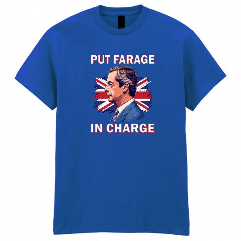 Put Farage in Charge Adult Kids T-shirt Reform UK Nigel Farage - TheMonkeyTees
