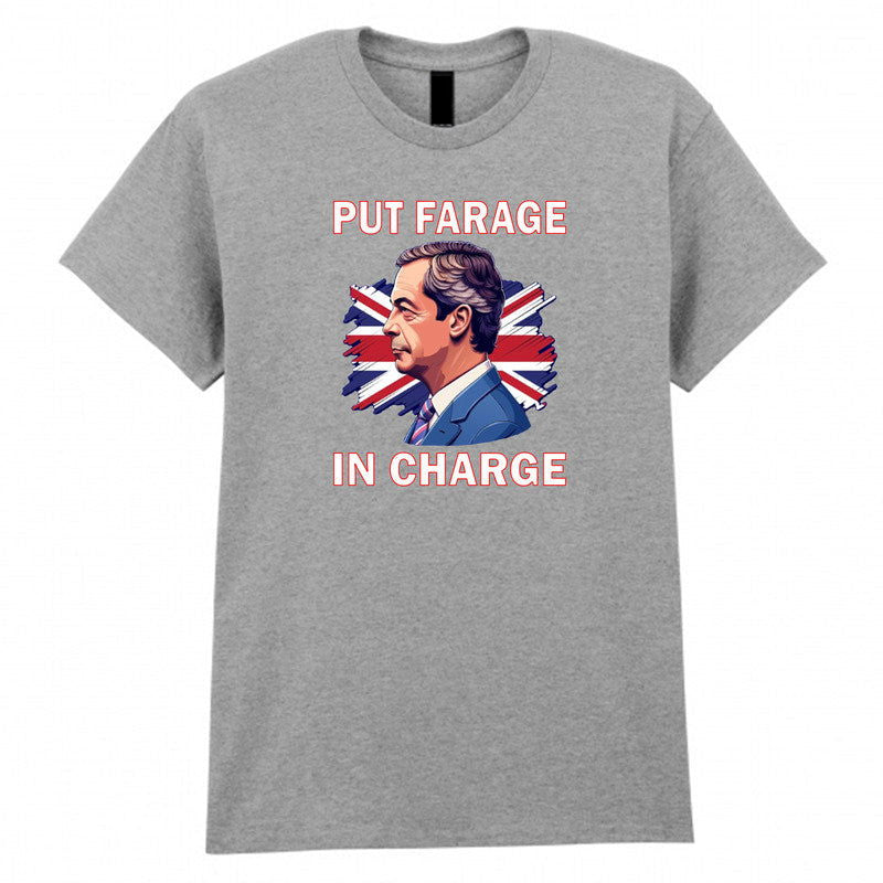 Put Farage in Charge Adult Kids T-shirt Reform UK Nigel Farage - TheMonkeyTees