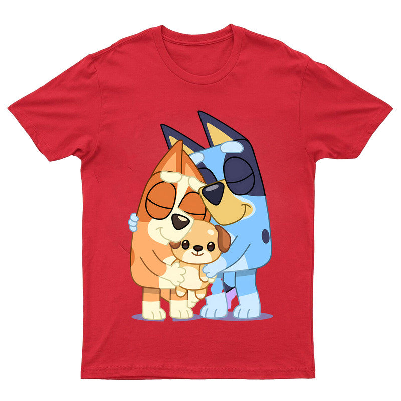 Bluey Dog Adult Kids T-Shirt Father's Day School Tee