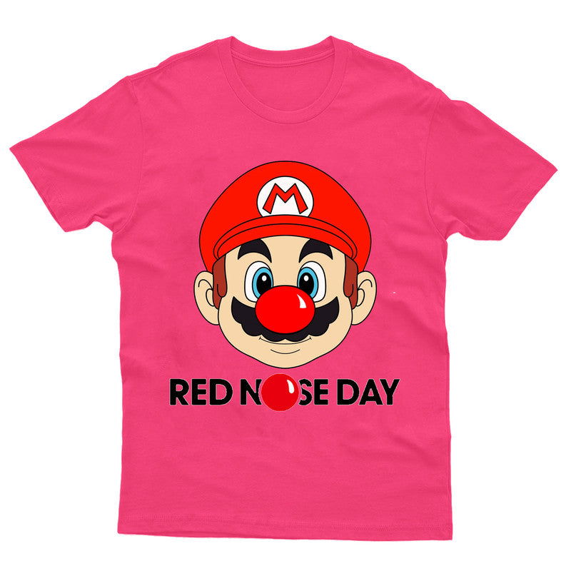 Red Nose Day Adult Kids T-Shirt Mario Face Funny T shirt - TheMonkeyTees