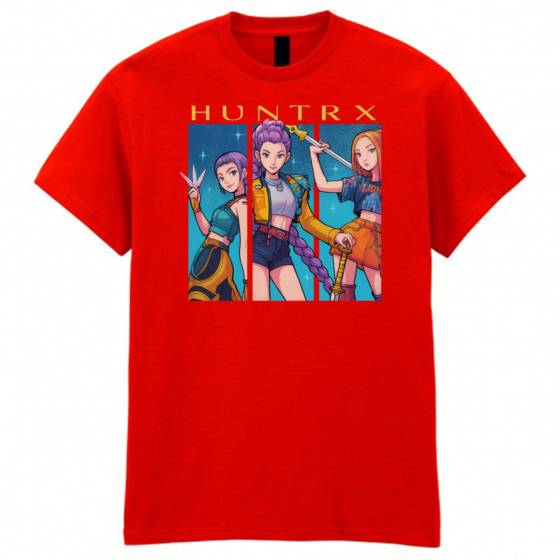 Kpop Hunters Mens Kids Tshirt Demon Huntrix Fan Gift Anime Cartoon Style Unisex