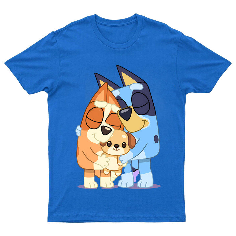Bluey Dog Adult Kids T-Shirt Father's Day School Tee