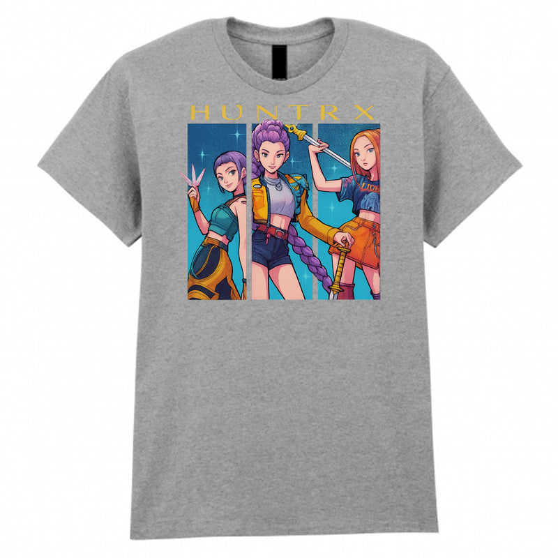 Kpop Hunters Mens Kids Tshirt Demon Huntrix Fan Gift Anime Cartoon Style Unisex