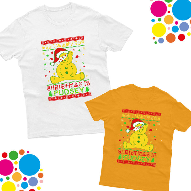 Pudsey Bear Spotty Adult Kids T-Shirt Christmas Santa Xmas Tee