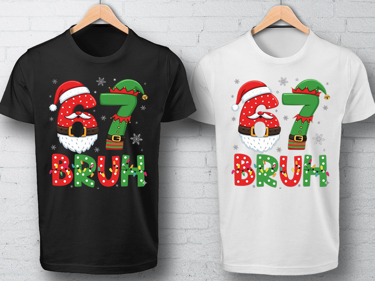 Christmas Six Seven Bruh Adult Kids T-Shirt Meme Xmas Tee