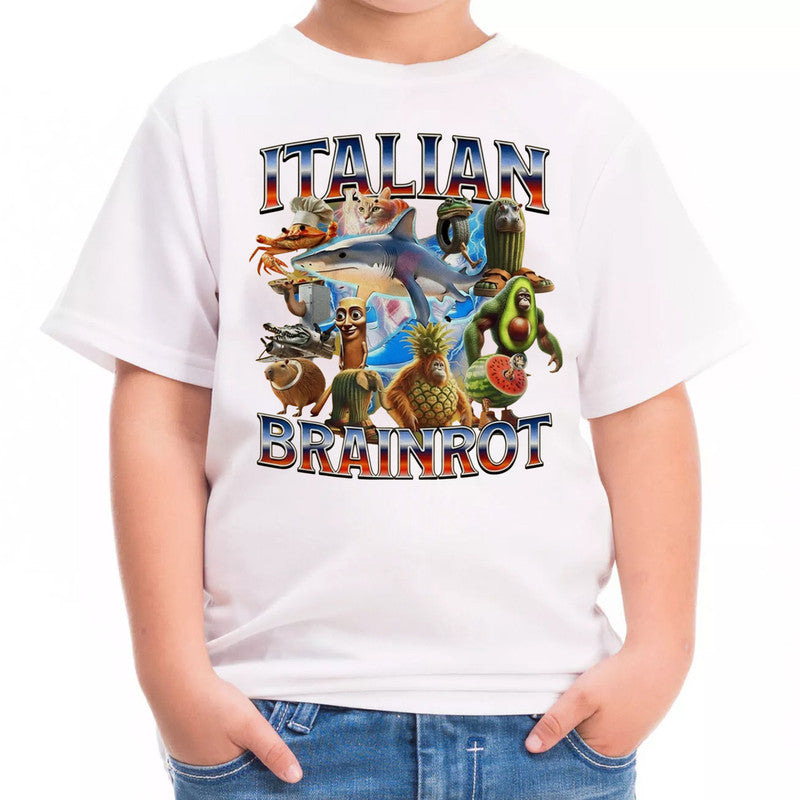 Italian Brainroot Christmas Adult Kids T-shirt Gaming 2025 Meme Tee