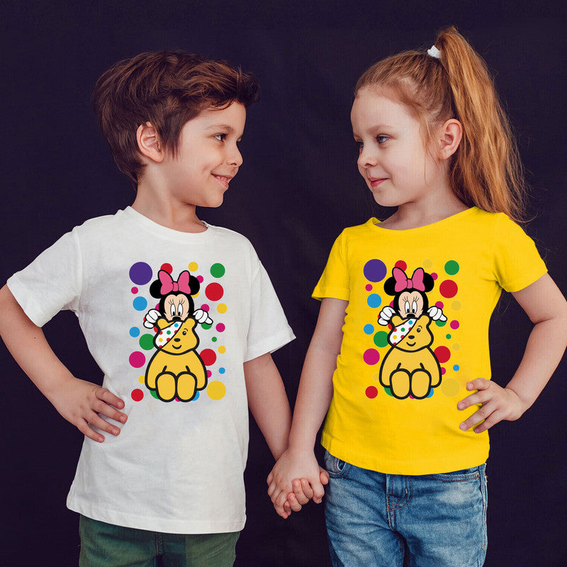Pudsey Bear Minnie Unisex Kids T-Shirt Spotty Day Children Tee