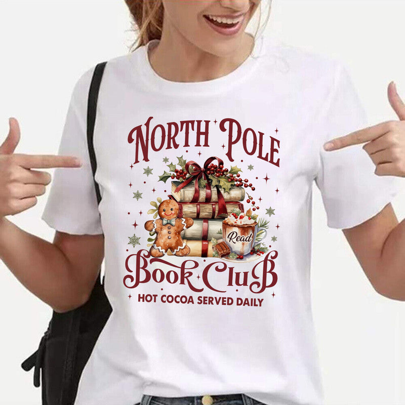 Christmas North Pole Adult Kids T-Shirt Xmas Book Club Tee