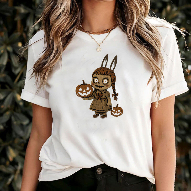 Halloween Scary Doll Adult Kids T-Shirt Funny Annabelle Labubu Doll