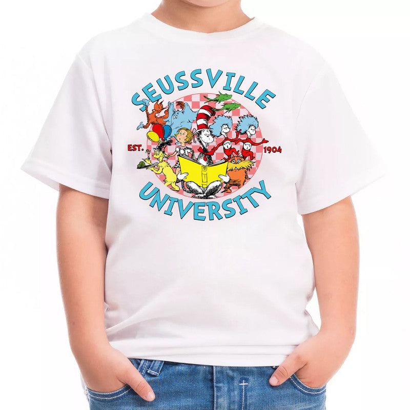 World Book Day Thing Kids Tshirt Book Lover Gifts Cat In The Hat Dr Seuss T-Shirt